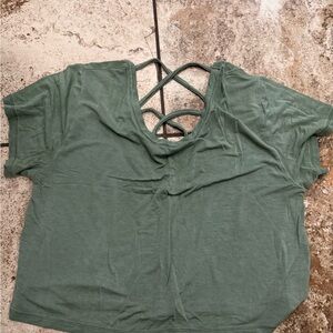 American Eagle Outfitters Green Crisscross Back Tee